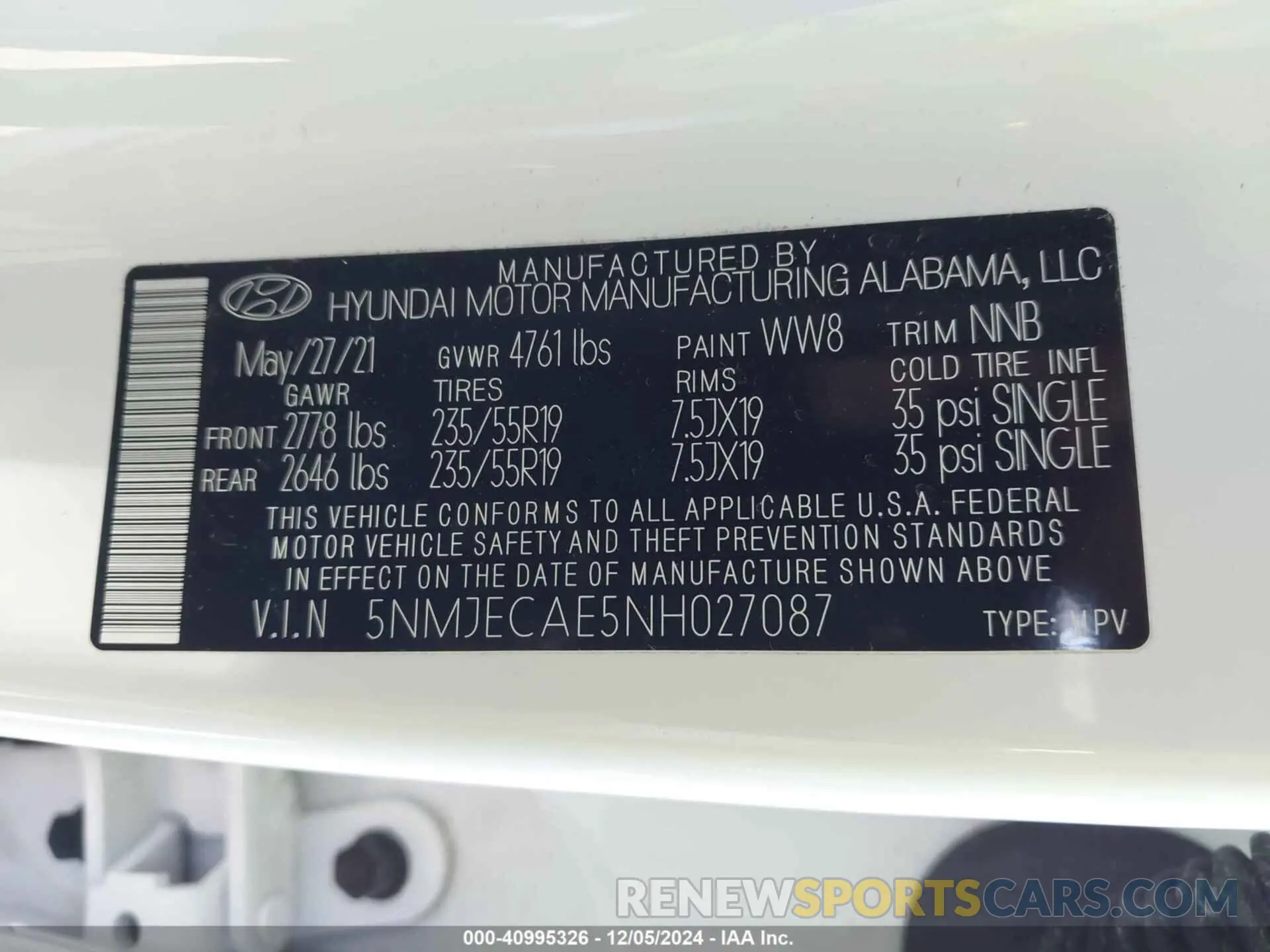 9 Photograph of a damaged car 5NMJECAE5NH027087 HYUNDAI TUCSON 2022