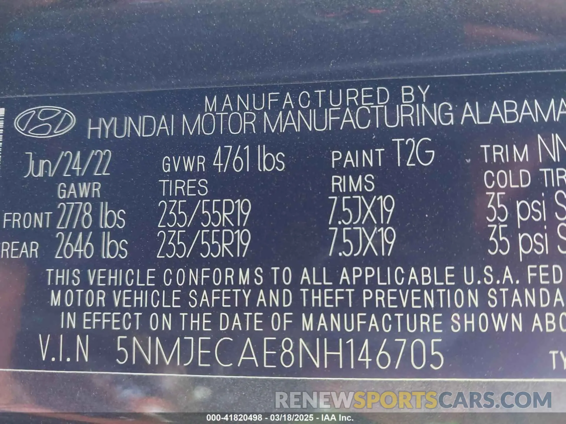 9 Photograph of a damaged car 5NMJECAE8NH146705 HYUNDAI TUCSON 2022