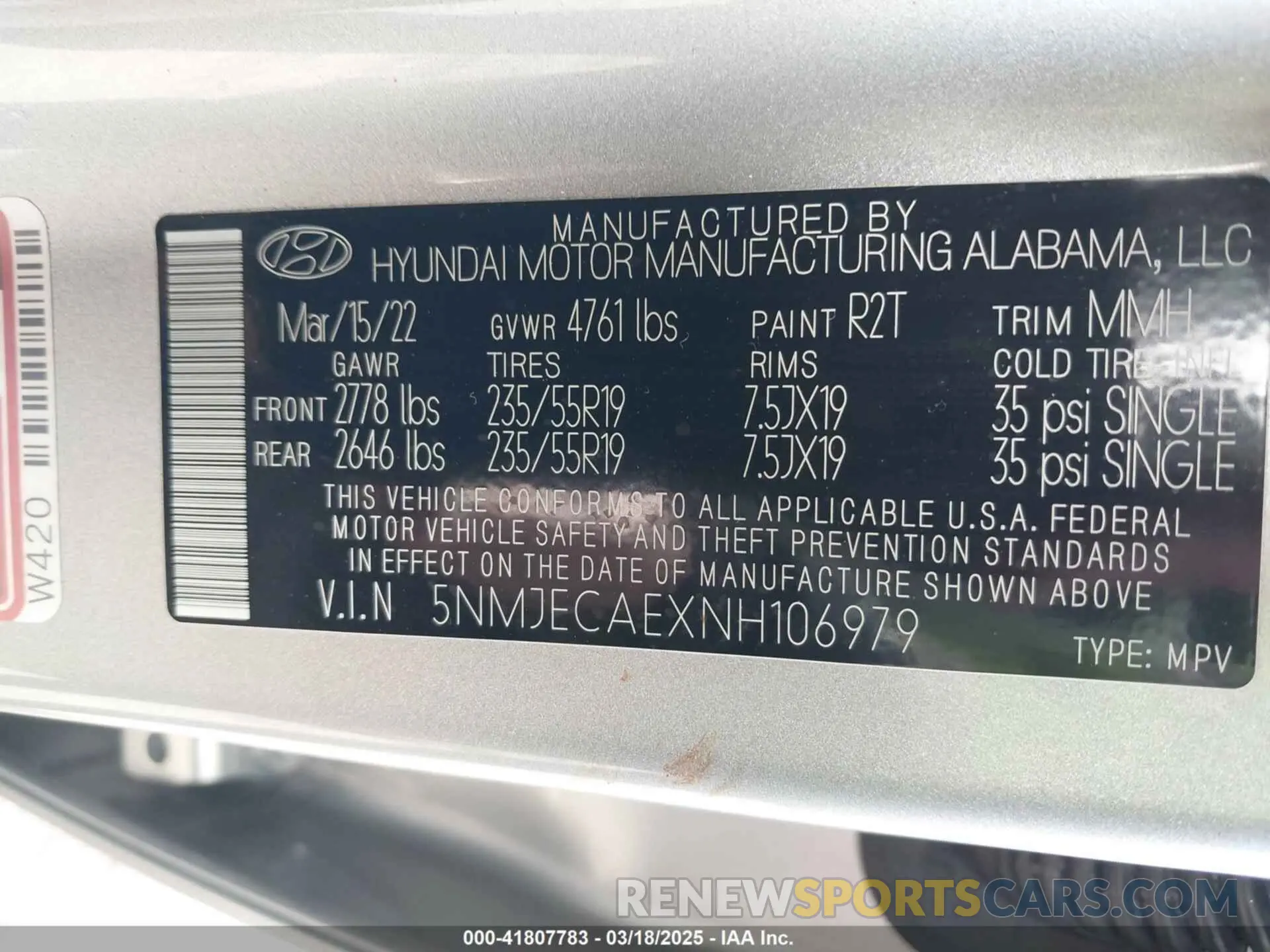 9 Фотография поврежденного автомобиля 5NMJECAEXNH106979 HYUNDAI TUCSON 2022