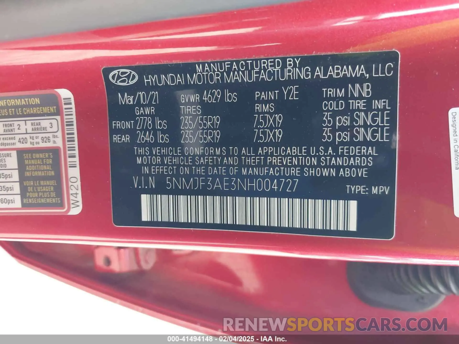 9 Фотография поврежденного автомобиля 5NMJF3AE3NH004727 HYUNDAI TUCSON 2022