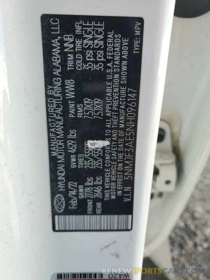 13 Photograph of a damaged car 5NMJF3AE5NH096147 HYUNDAI TUCSON 2022