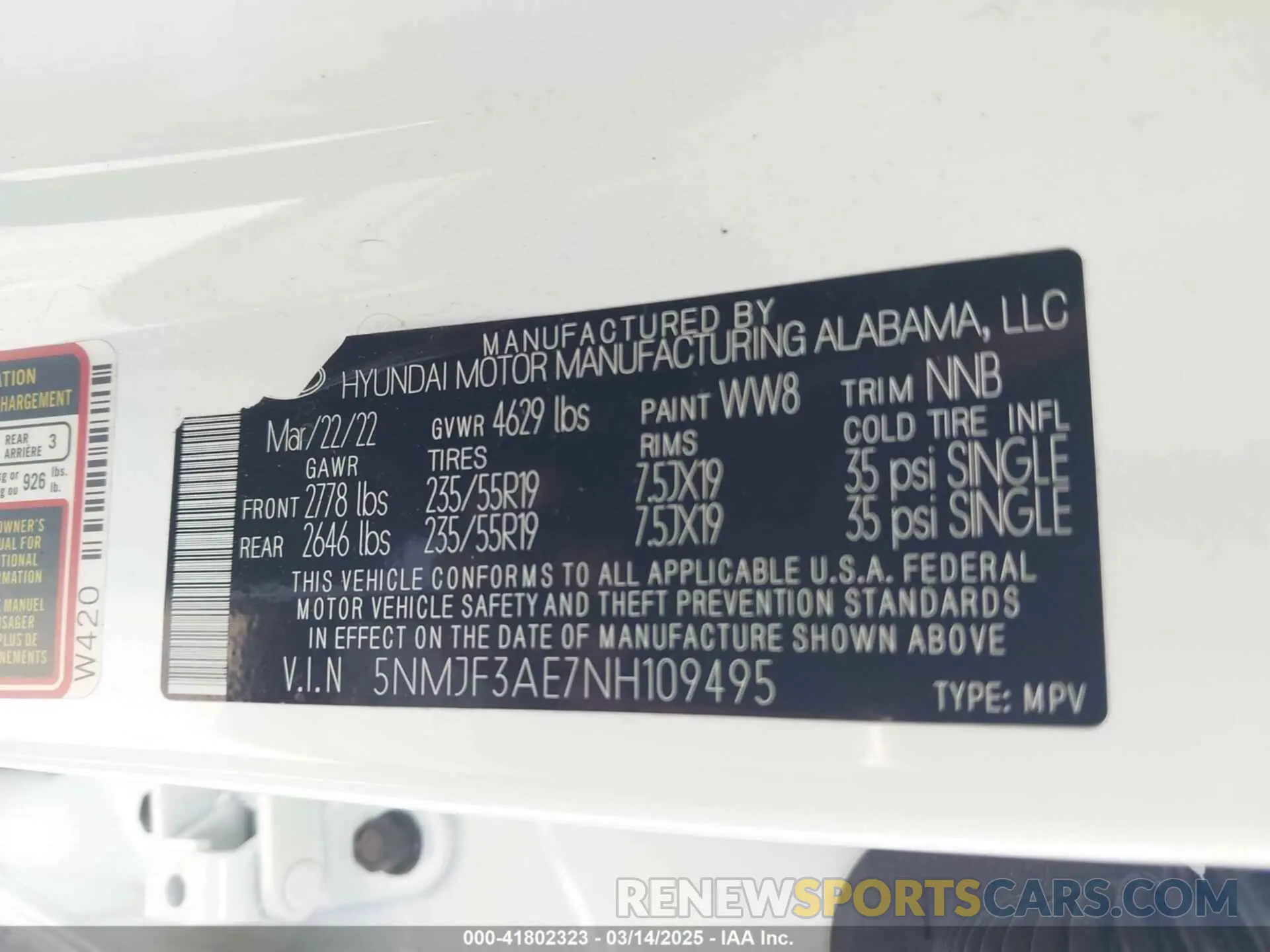 9 Фотография поврежденного автомобиля 5NMJF3AE7NH109495 HYUNDAI TUCSON 2022
