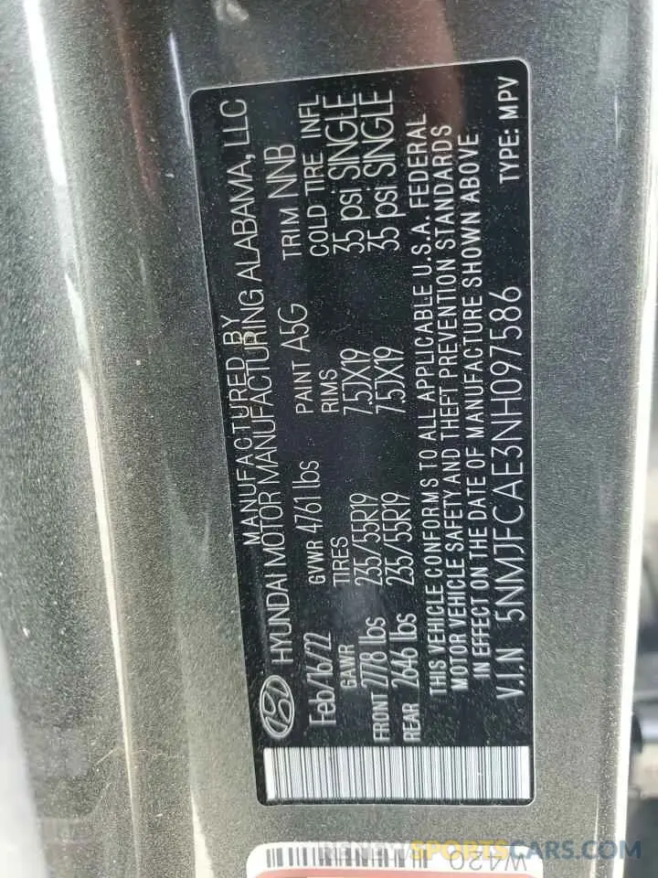 13 Фотография поврежденного автомобиля 5NMJFCAE3NH097586 HYUNDAI TUCSON 2022