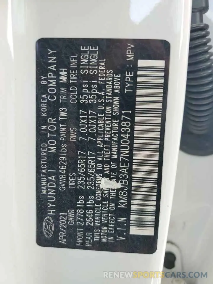 14 Фотография поврежденного автомобиля KM8JB3AE7NU043871 HYUNDAI TUCSON 2022