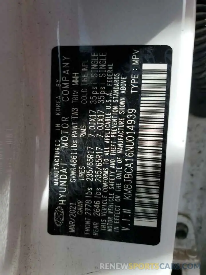 15 Photograph of a damaged car KM8JBCA16NU014939 HYUNDAI TUCSON 2022