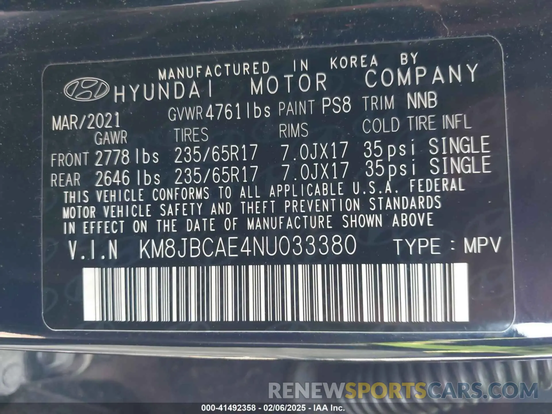 9 Фотография поврежденного автомобиля KM8JBCAE4NU033380 HYUNDAI TUCSON 2022