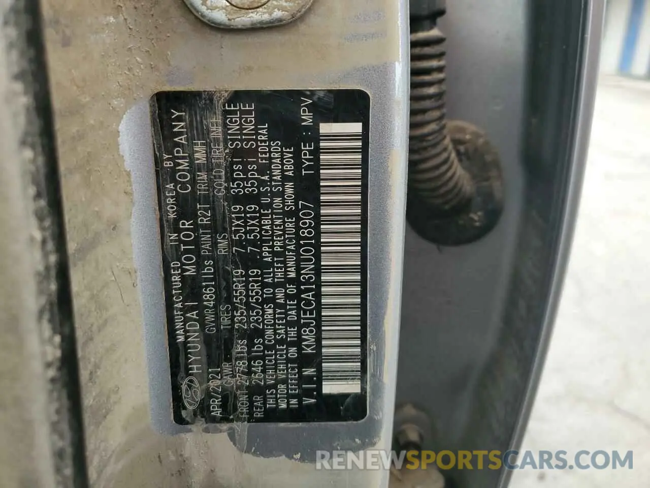 14 Фотография поврежденного автомобиля KM8JECA13NU018907 HYUNDAI TUCSON 2022