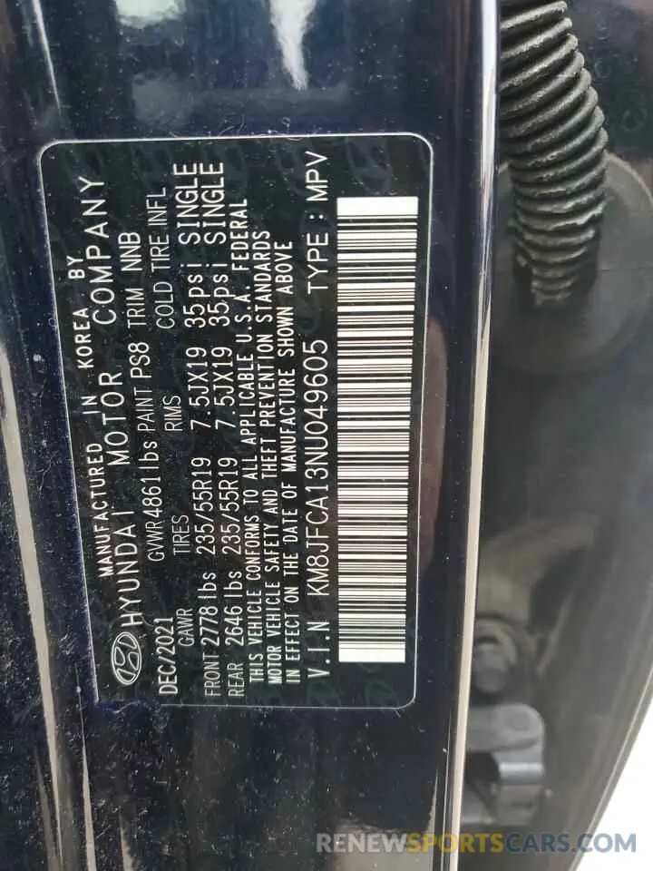 13 Фотография поврежденного автомобиля KM8JFCA13NU049605 HYUNDAI TUCSON 2022