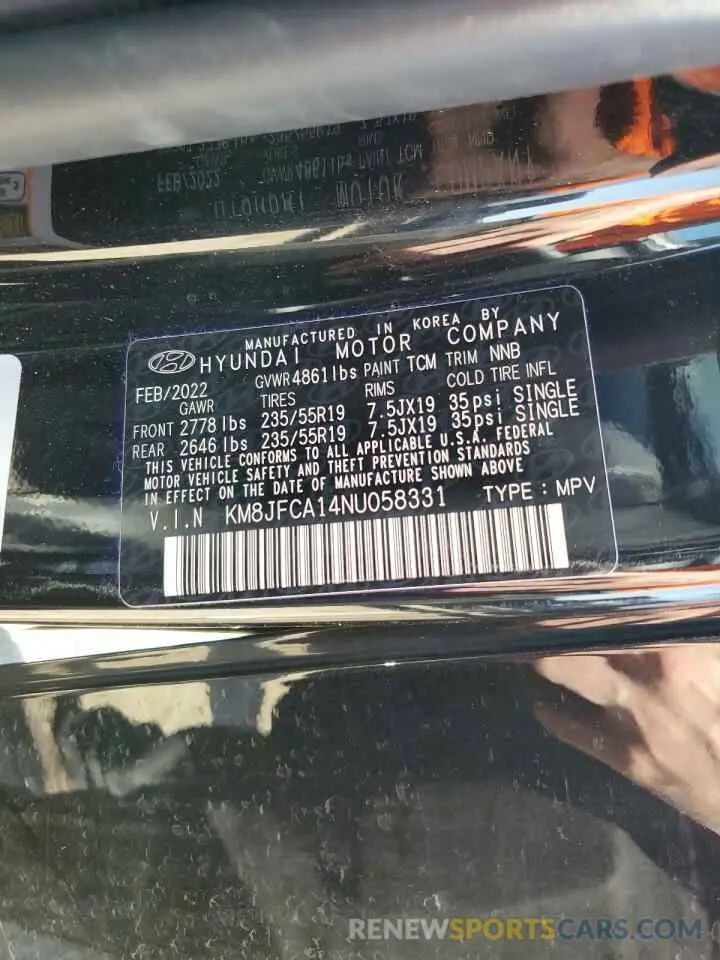 13 Photograph of a damaged car KM8JFCA14NU058331 HYUNDAI TUCSON 2022