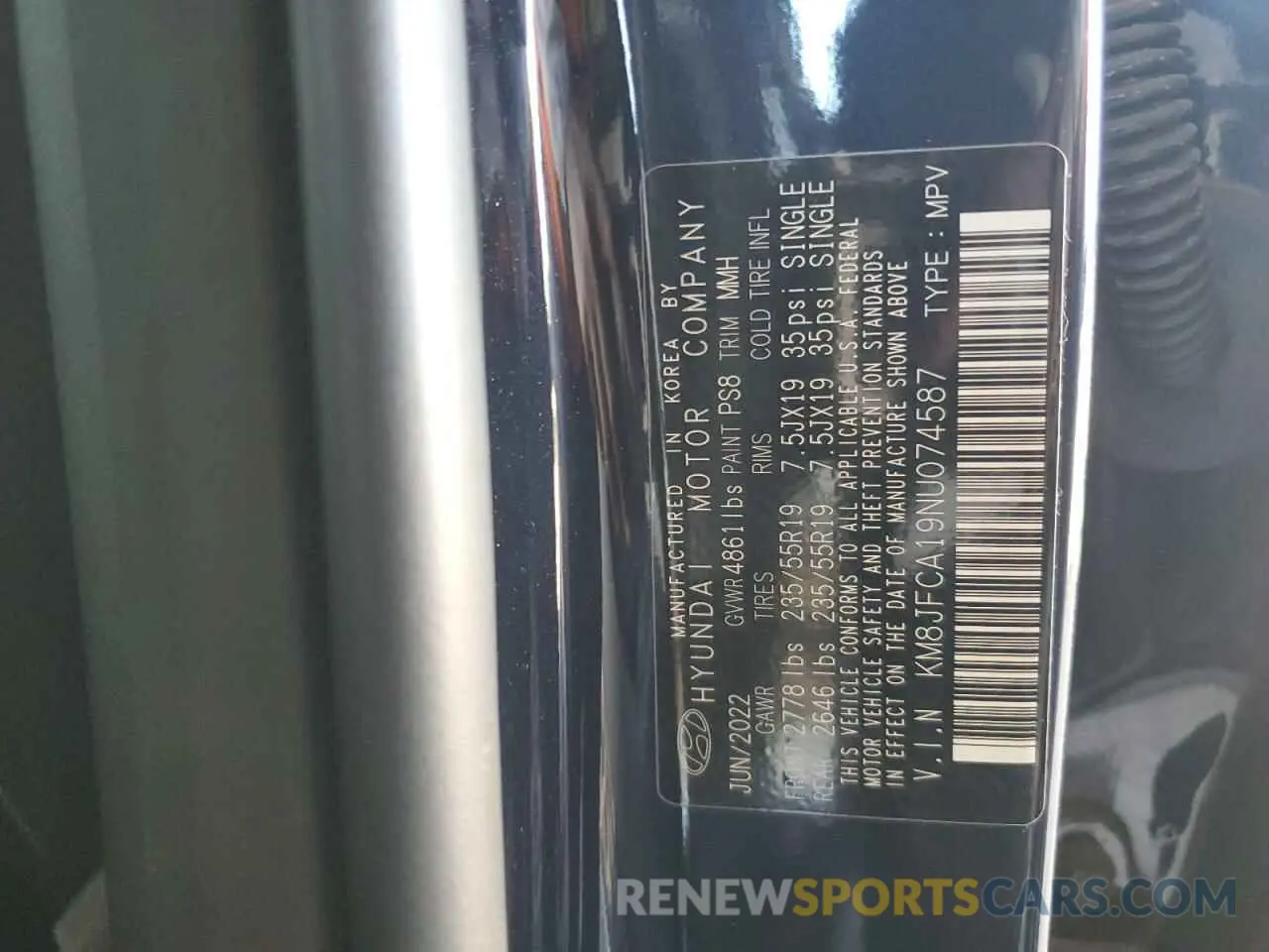 12 Photograph of a damaged car KM8JFCA19NU074587 HYUNDAI TUCSON 2022