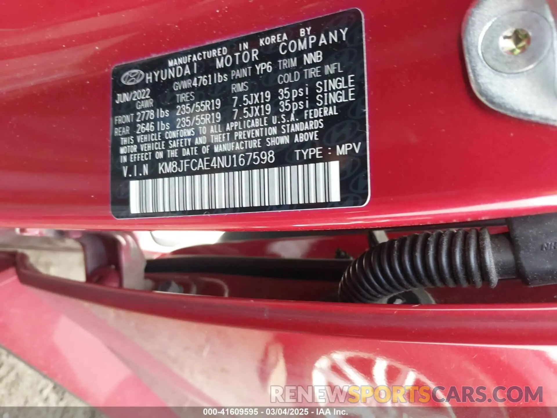 9 Photograph of a damaged car KM8JFCAE4NU167598 HYUNDAI TUCSON 2022