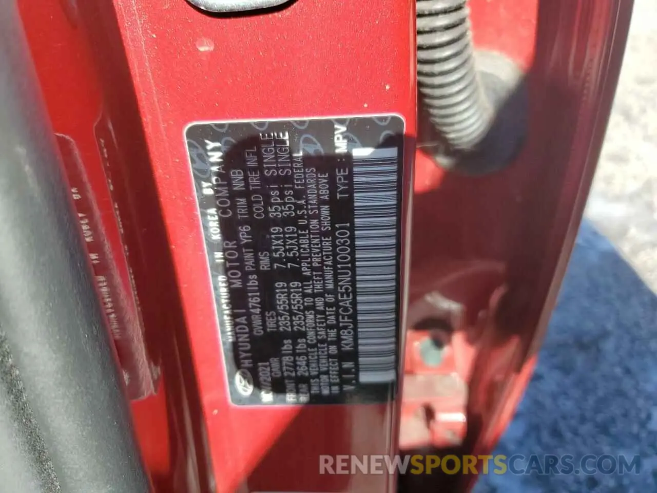 13 Photograph of a damaged car KM8JFCAE5NU100301 HYUNDAI TUCSON 2022
