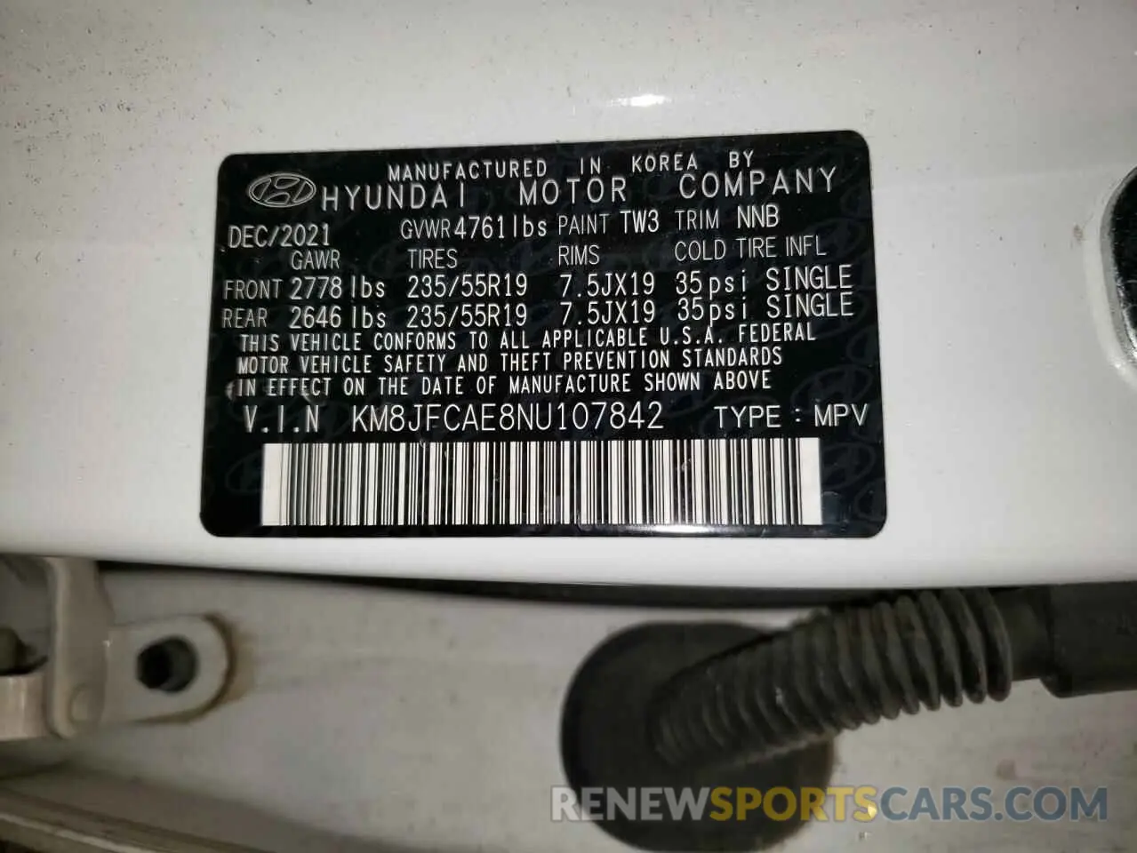 15 Photograph of a damaged car KM8JFCAE8NU107842 HYUNDAI TUCSON 2022