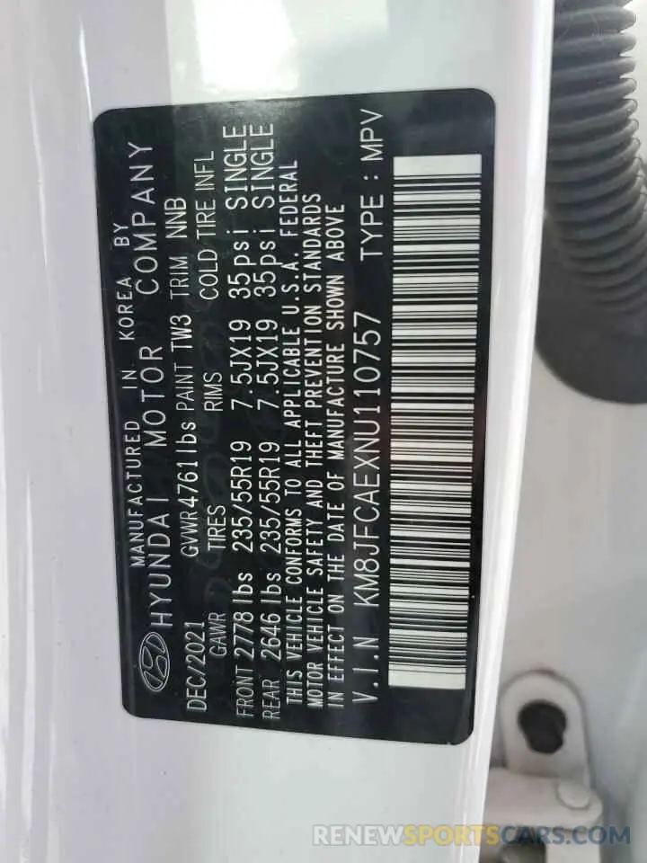 14 Фотография поврежденного автомобиля KM8JFCAEXNU110757 HYUNDAI TUCSON 2022