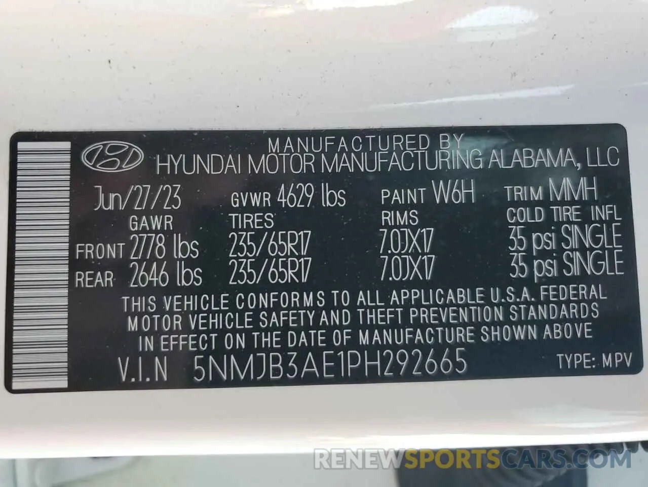 15 Photograph of a damaged car 5NMJB3AE1PH292665 HYUNDAI TUCSON 2023