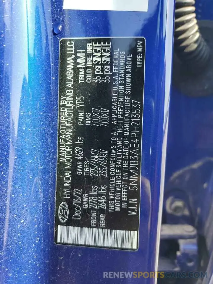 14 Photograph of a damaged car 5NMJB3AE4PH213537 HYUNDAI TUCSON 2023