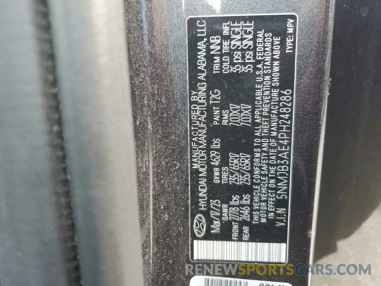 13 Фотография поврежденного автомобиля 5NMJB3AE4PH248286 HYUNDAI TUCSON 2023