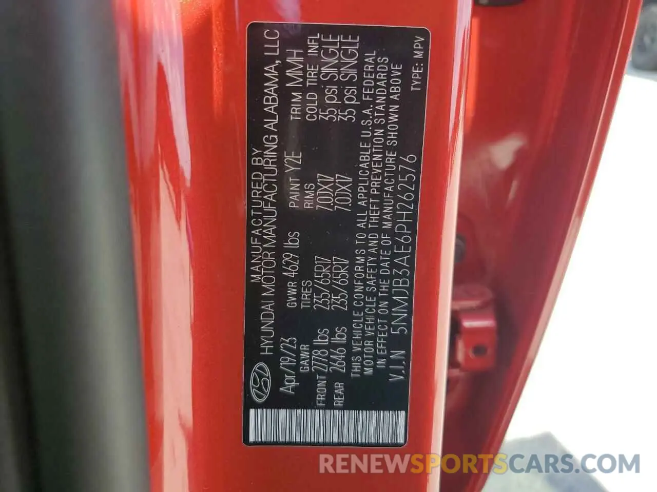 13 Photograph of a damaged car 5NMJB3AE6PH262576 HYUNDAI TUCSON 2023