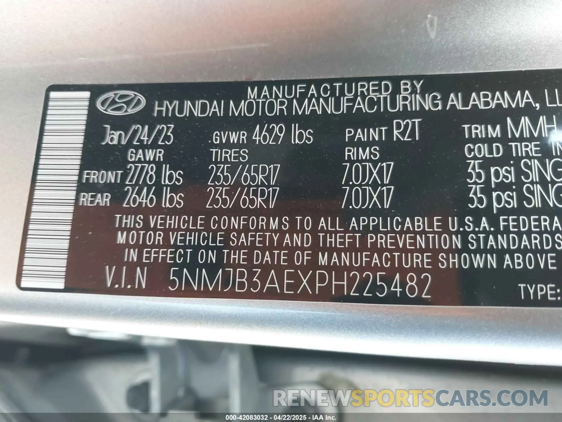 9 Фотография поврежденного автомобиля 5NMJB3AEXPH225482 HYUNDAI TUCSON 2023