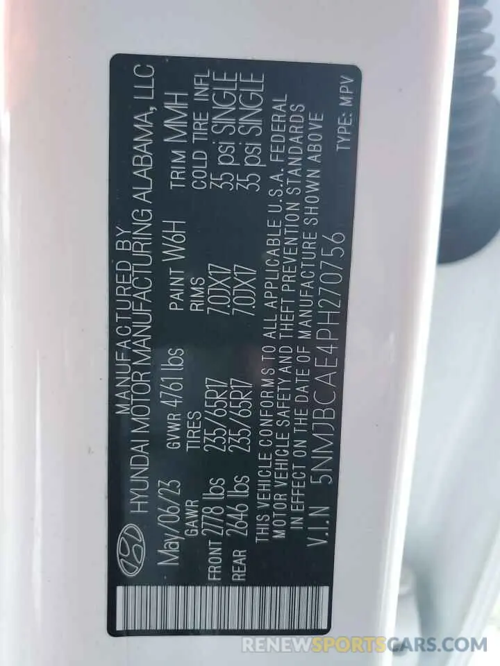 14 Фотография поврежденного автомобиля 5NMJBCAE4PH270756 HYUNDAI TUCSON 2023