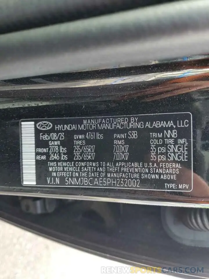 13 Photograph of a damaged car 5NMJBCAE5PH232002 HYUNDAI TUCSON 2023
