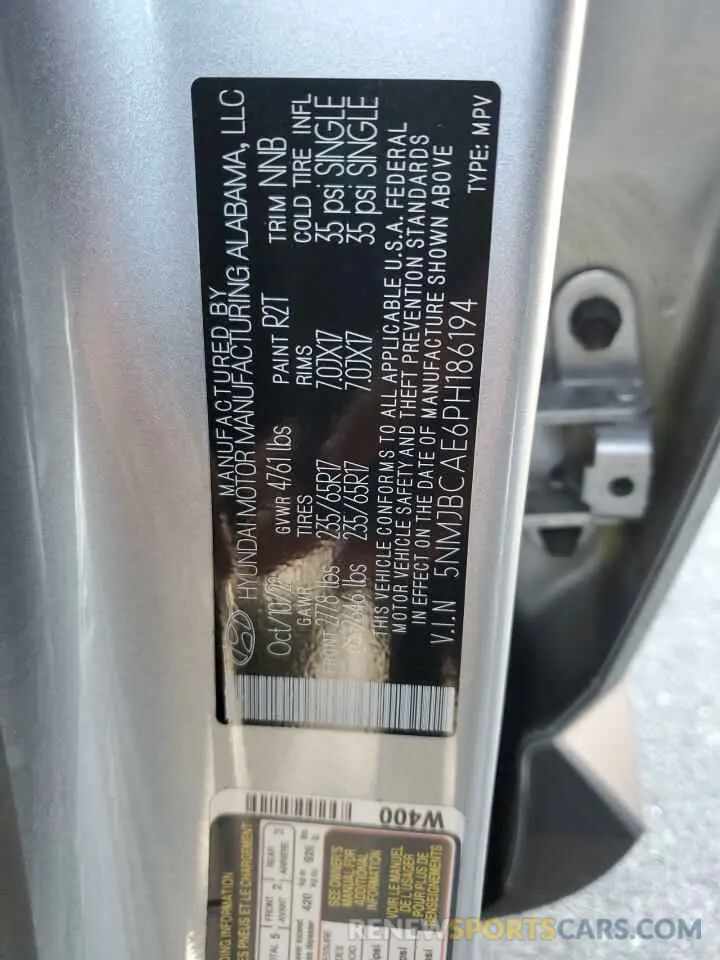16 Photograph of a damaged car 5NMJBCAE6PH186194 HYUNDAI TUCSON 2023