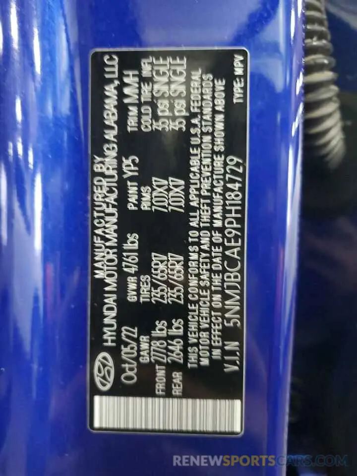 14 Фотография поврежденного автомобиля 5NMJBCAE9PH184729 HYUNDAI TUCSON 2023
