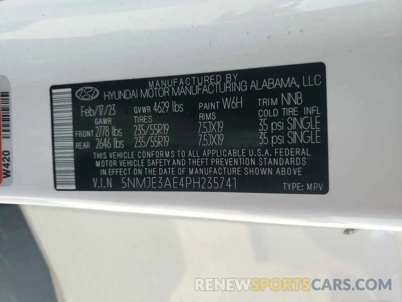 15 Фотография поврежденного автомобиля 5NMJE3AE4PH235741 HYUNDAI TUCSON 2023