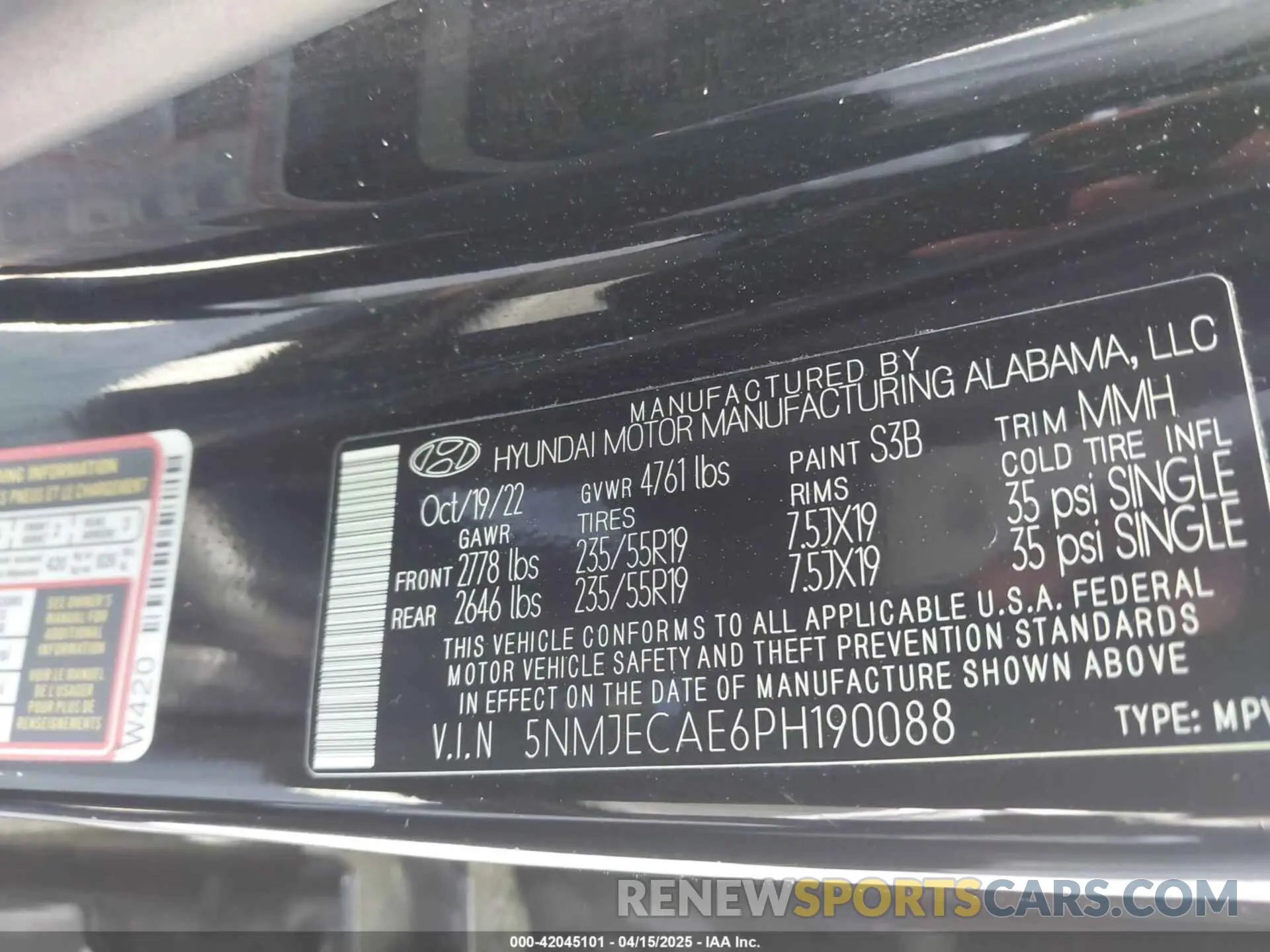9 Фотография поврежденного автомобиля 5NMJECAE6PH190088 HYUNDAI TUCSON 2023