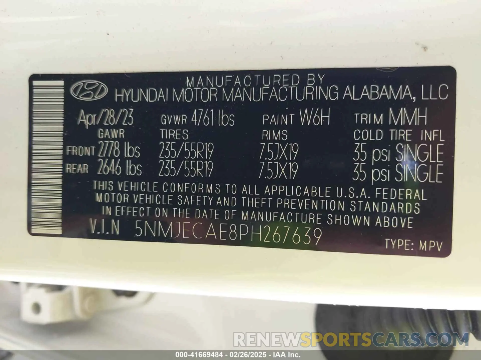 9 Фотография поврежденного автомобиля 5NMJECAE8PH267639 HYUNDAI TUCSON 2023
