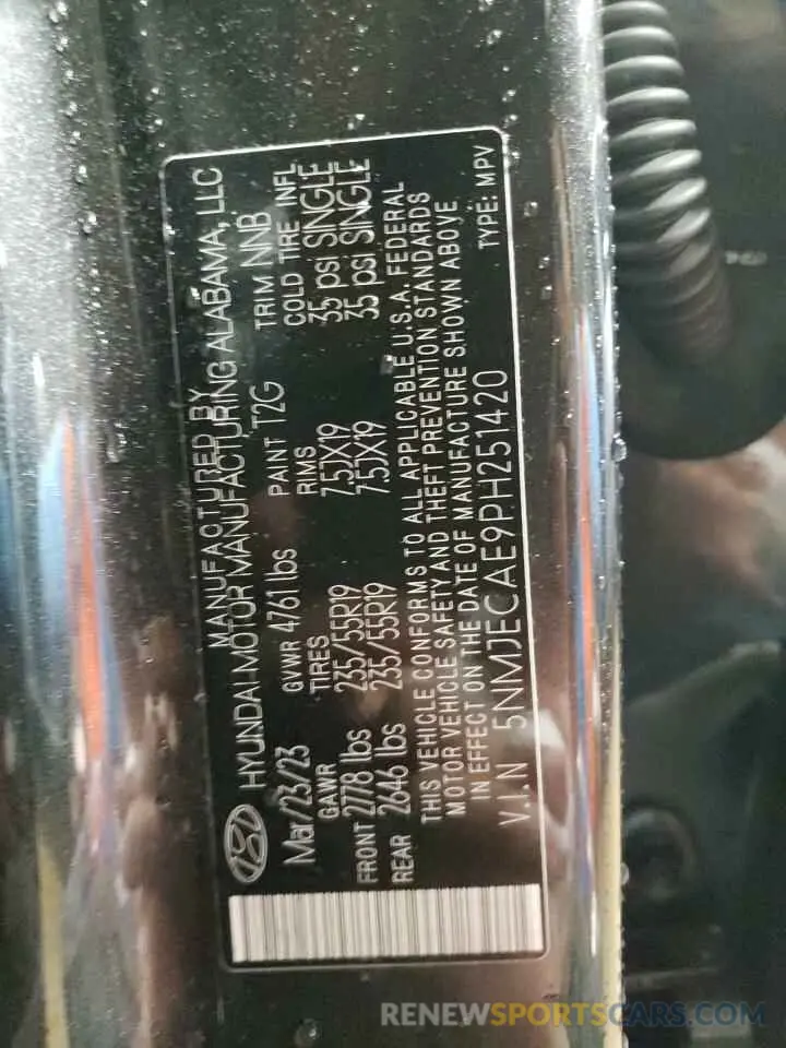 12 Фотография поврежденного автомобиля 5NMJECAE9PH251420 HYUNDAI TUCSON 2023