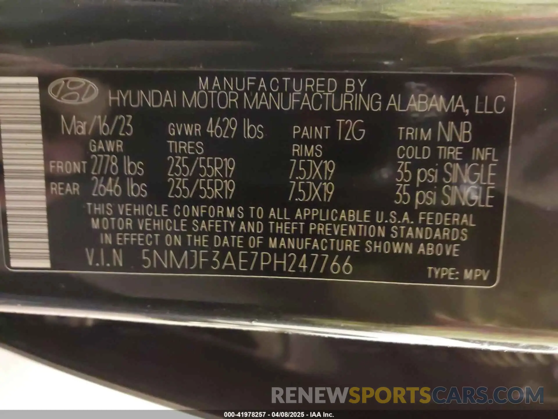 9 Фотография поврежденного автомобиля 5NMJF3AE7PH247766 HYUNDAI TUCSON 2023