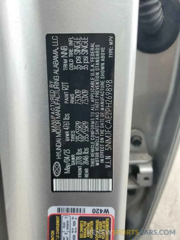 13 Фотография поврежденного автомобиля 5NMJFCAE2PH269898 HYUNDAI TUCSON 2023