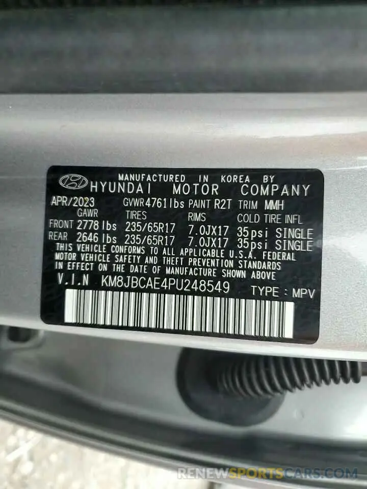 13 Фотография поврежденного автомобиля KM8JBCAE4PU248549 HYUNDAI TUCSON 2023