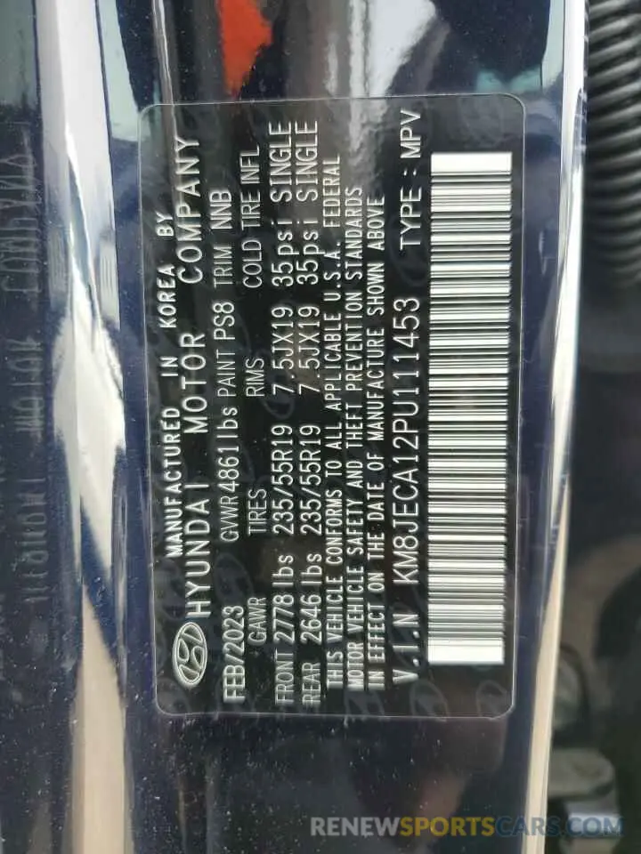 13 Photograph of a damaged car KM8JECA12PU111453 HYUNDAI TUCSON 2023
