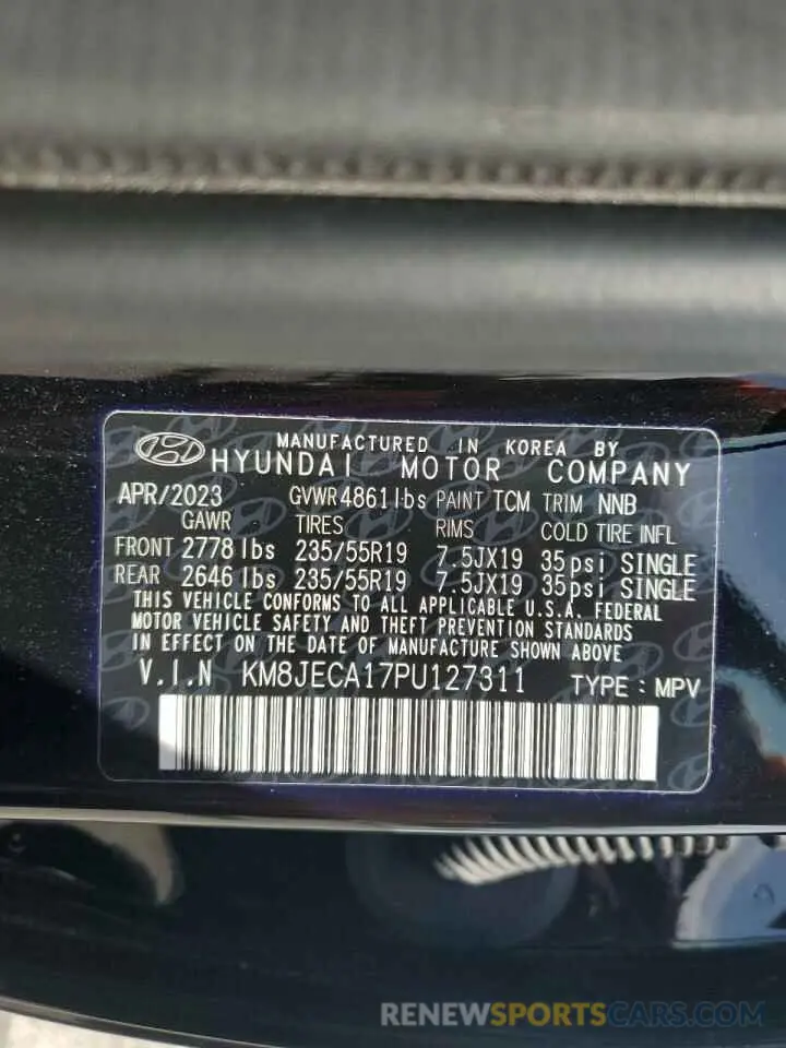 13 Photograph of a damaged car KM8JECA17PU127311 HYUNDAI TUCSON 2023