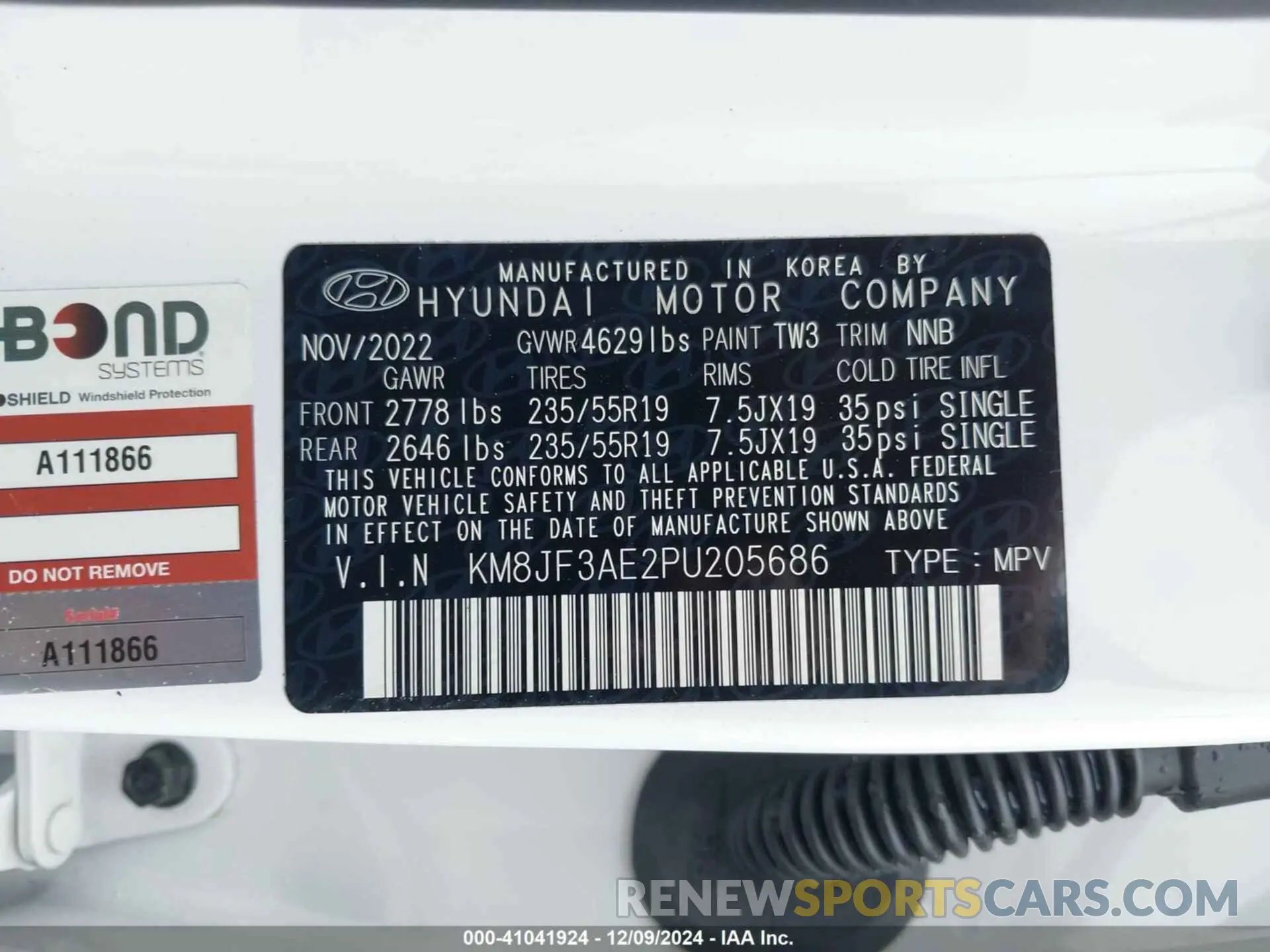 9 Photograph of a damaged car KM8JF3AE2PU205686 HYUNDAI TUCSON 2023