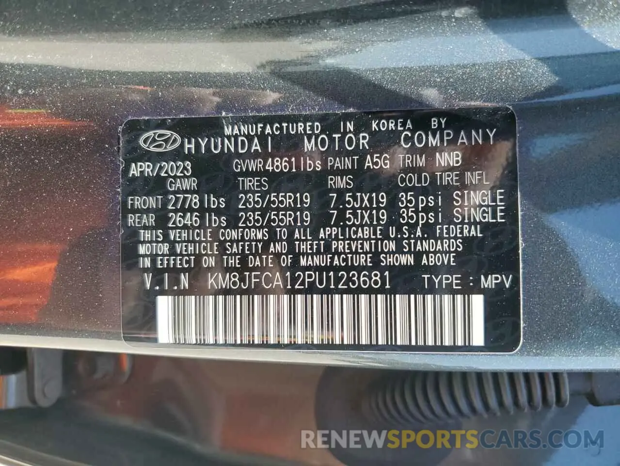 13 Photograph of a damaged car KM8JFCA12PU123681 HYUNDAI TUCSON 2023