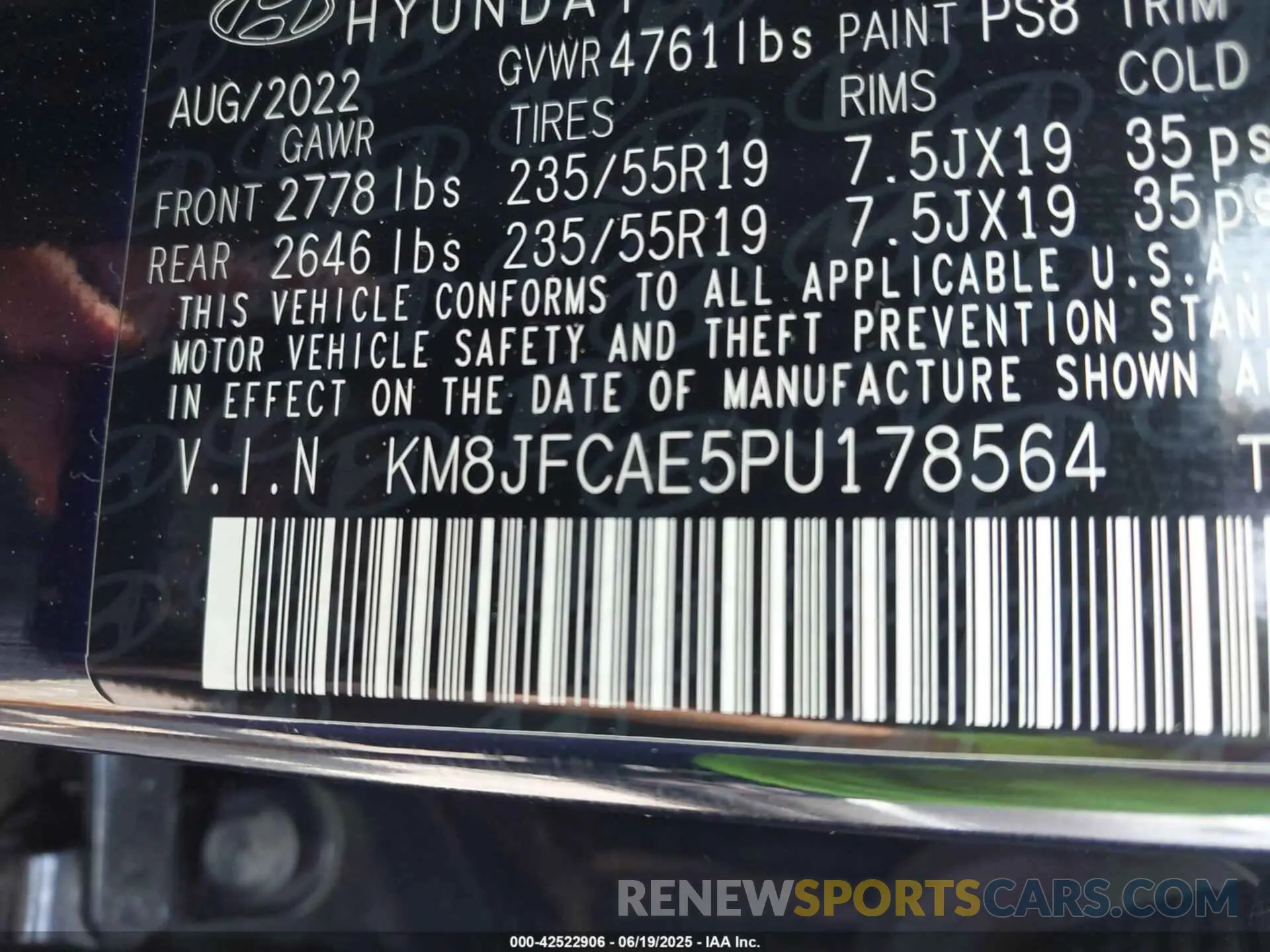 9 Photograph of a damaged car KM8JFCAE5PU178564 HYUNDAI TUCSON 2023