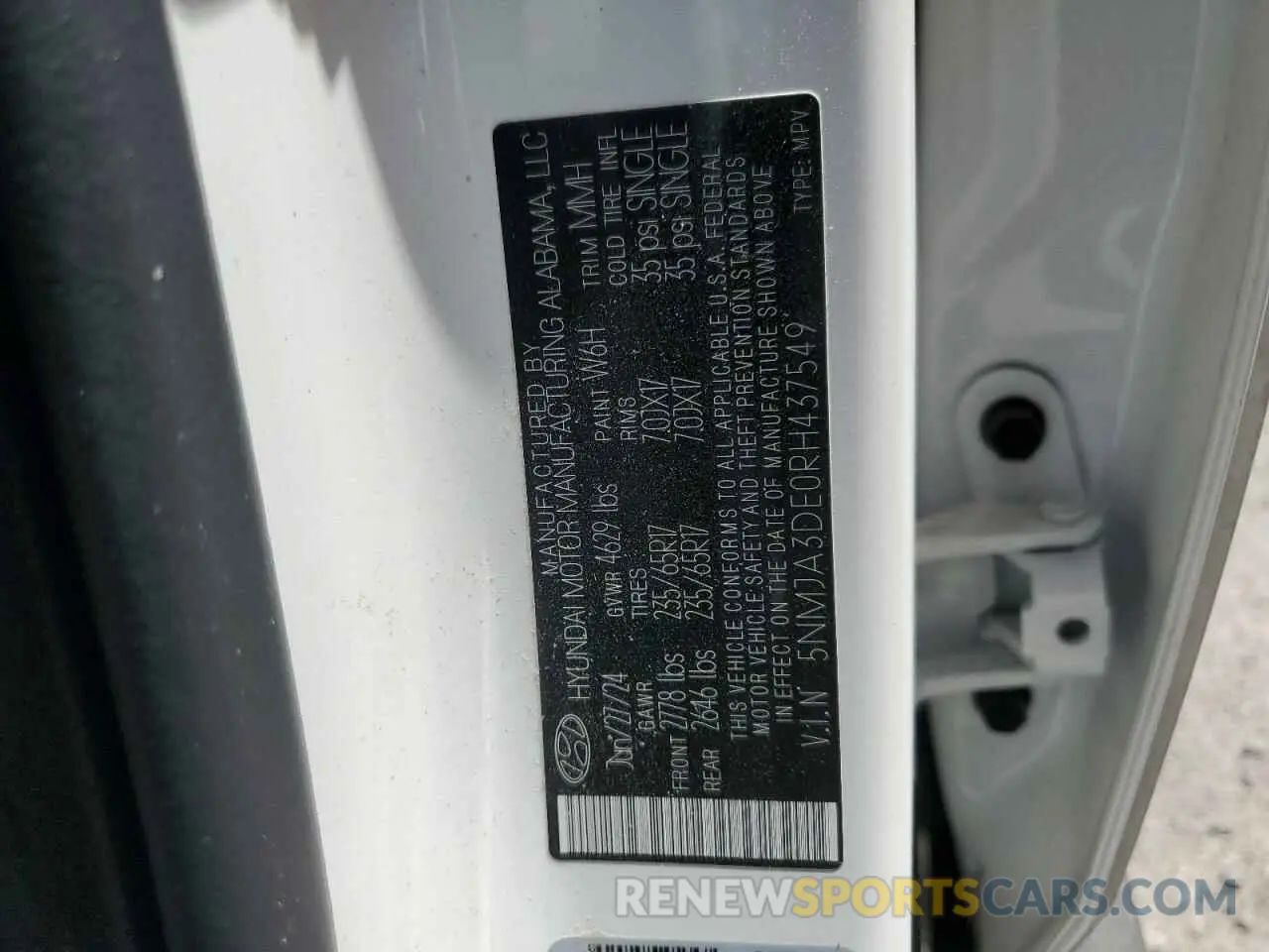 14 Photograph of a damaged car 5NMJA3DE0RH437549 HYUNDAI TUCSON 2024