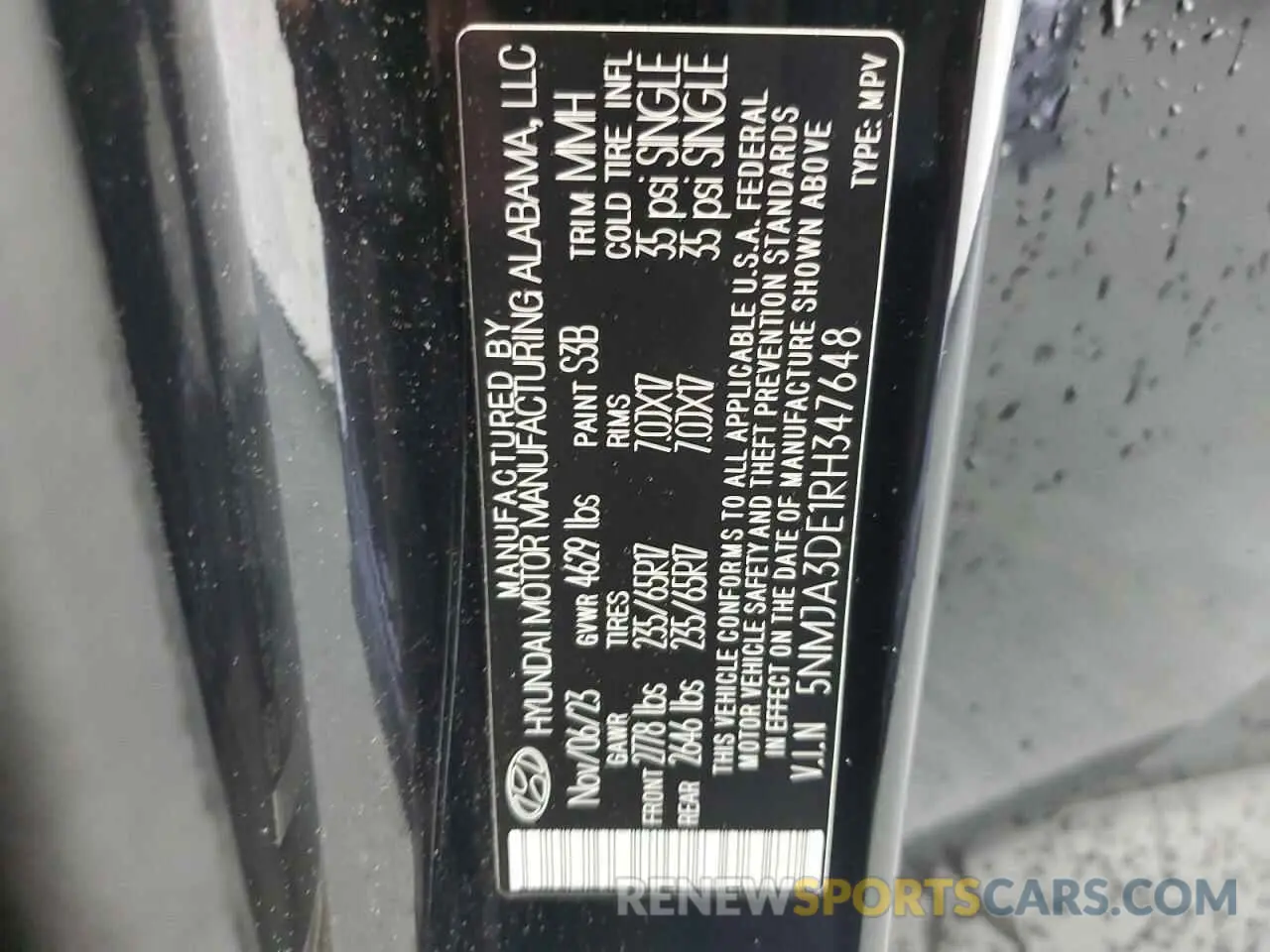 13 Photograph of a damaged car 5NMJA3DE1RH347648 HYUNDAI TUCSON 2024