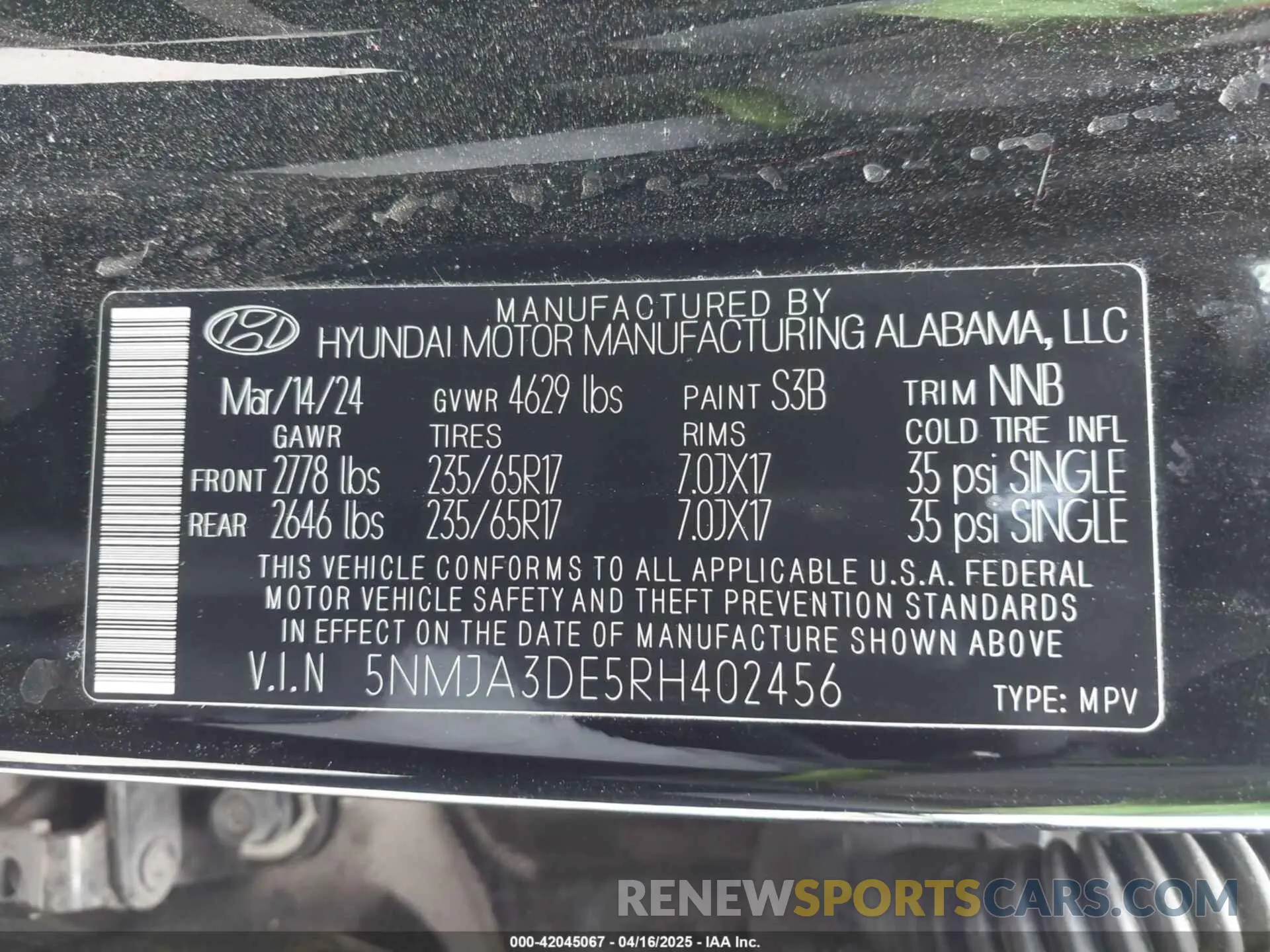 9 Photograph of a damaged car 5NMJA3DE5RH402456 HYUNDAI TUCSON 2024
