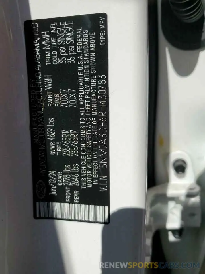 14 Photograph of a damaged car 5NMJA3DE6RH430783 HYUNDAI TUCSON 2024