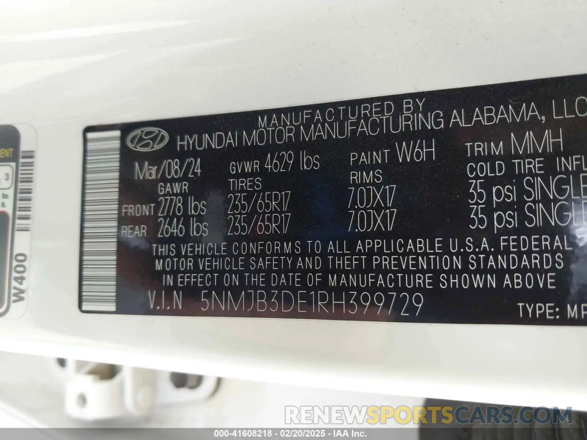 9 Photograph of a damaged car 5NMJB3DE1RH399729 HYUNDAI TUCSON 2024