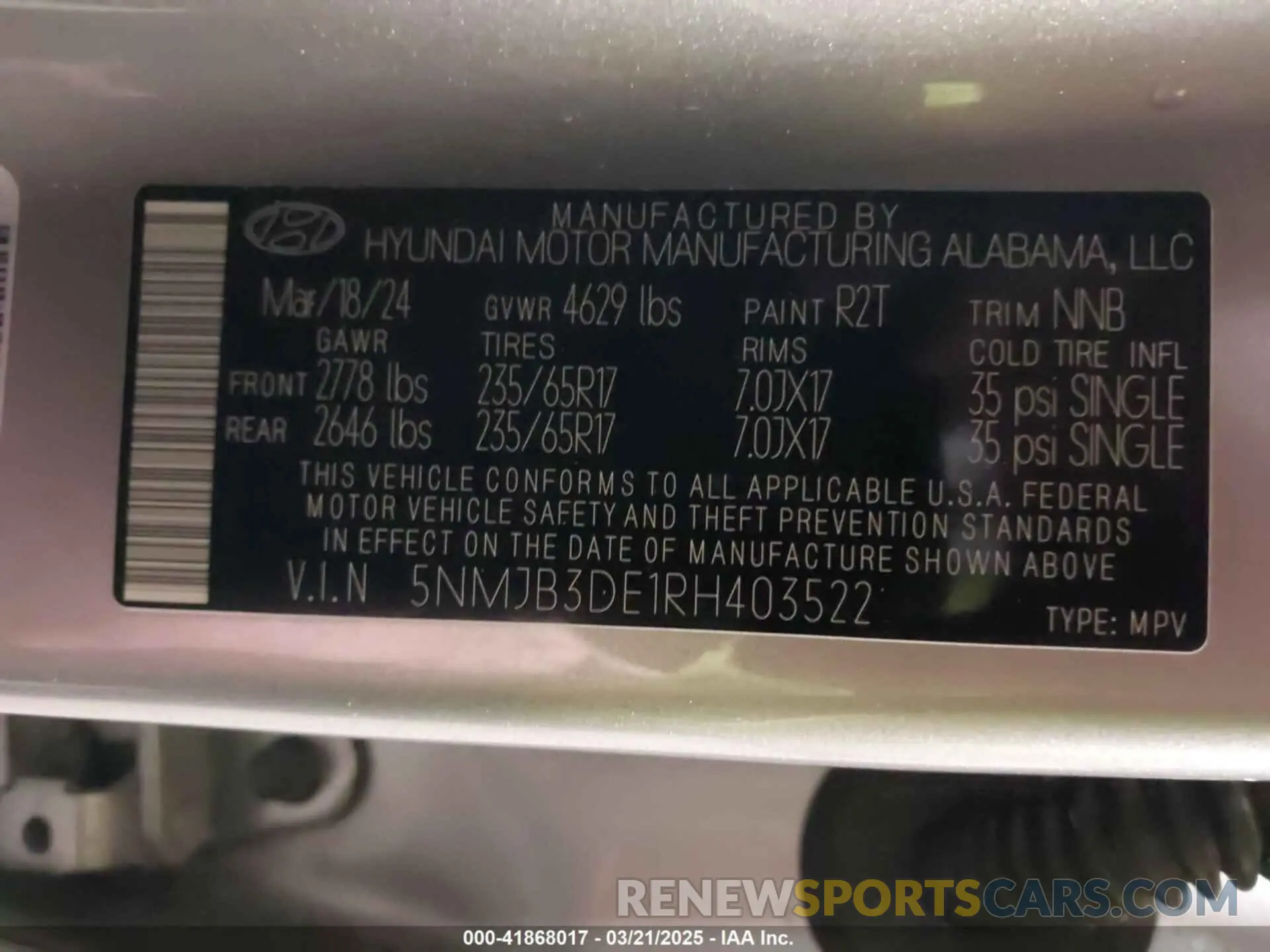 9 Photograph of a damaged car 5NMJB3DE1RH403522 HYUNDAI TUCSON 2024