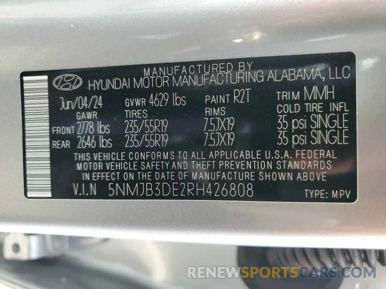 12 Фотография поврежденного автомобиля 5NMJB3DE2RH426808 HYUNDAI TUCSON 2024