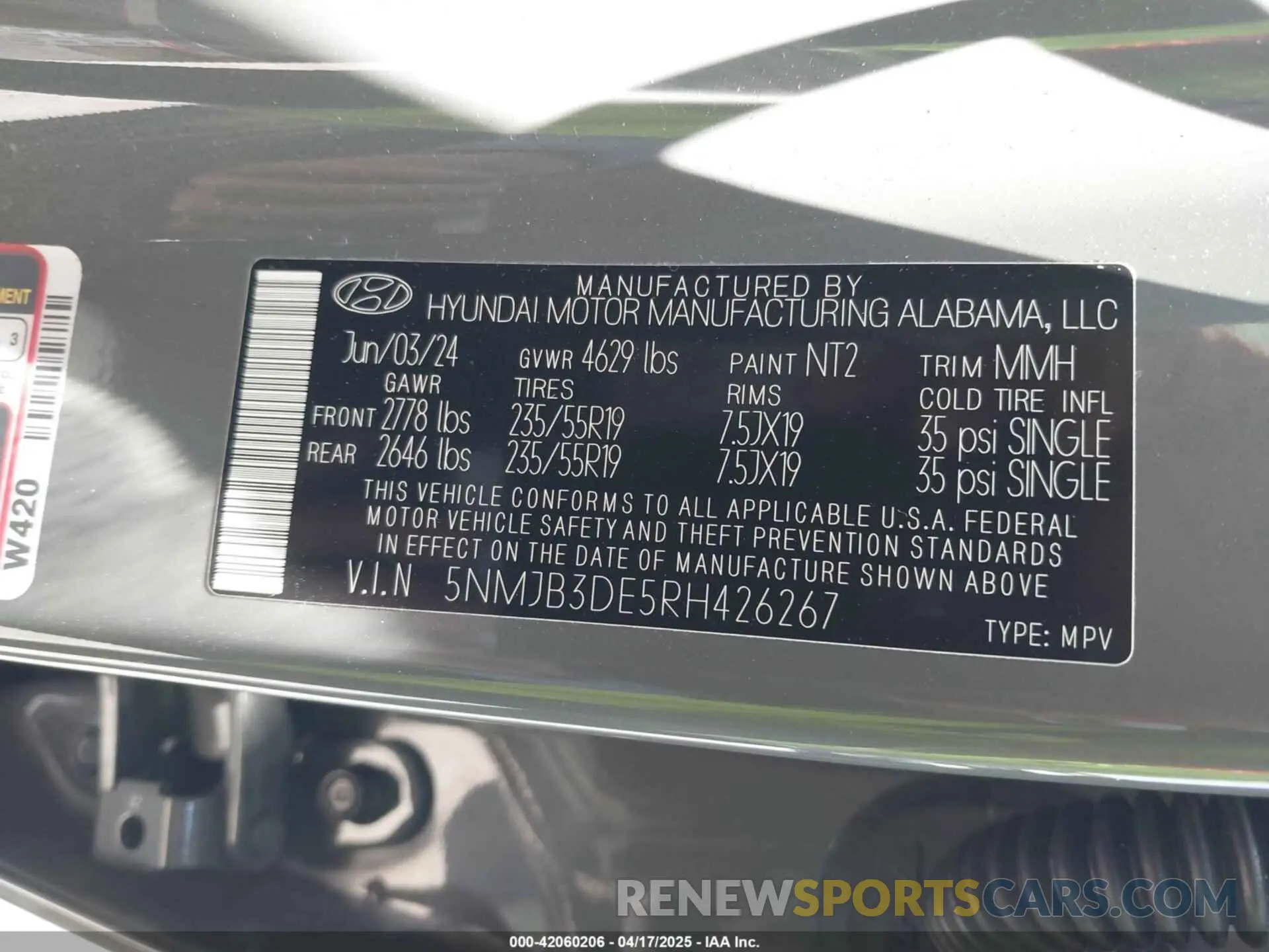 9 Фотография поврежденного автомобиля 5NMJB3DE5RH426267 HYUNDAI TUCSON 2024