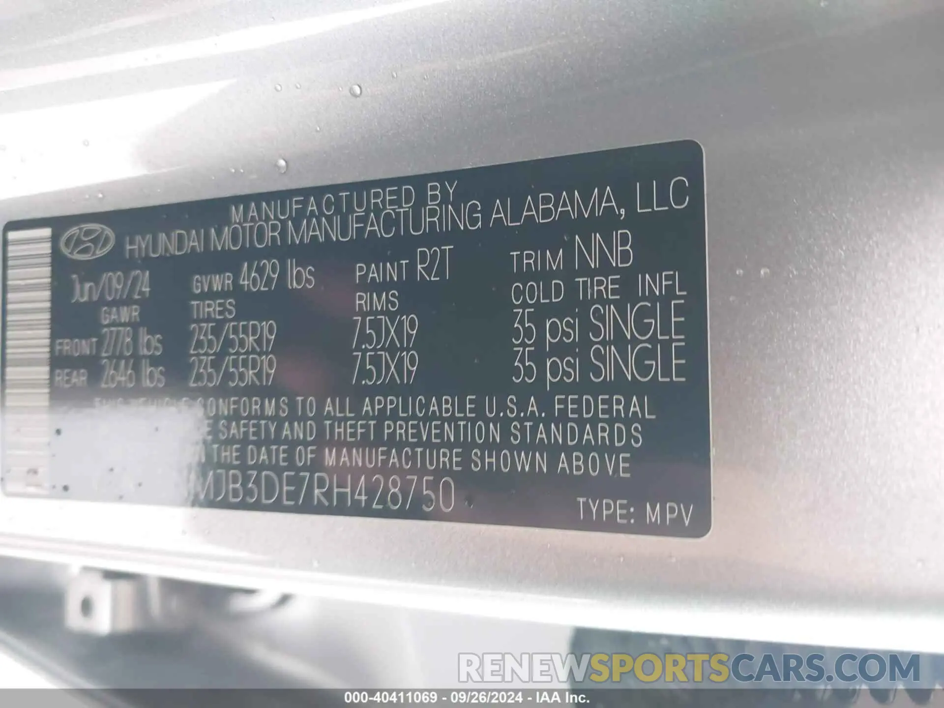 9 Фотография поврежденного автомобиля 5NMJB3DE7RH428750 HYUNDAI TUCSON 2024