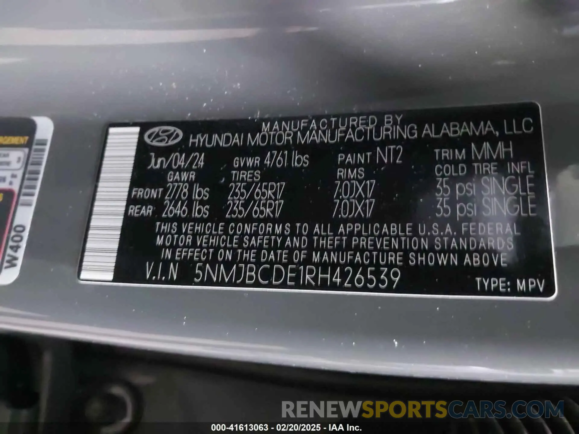 9 Фотография поврежденного автомобиля 5NMJBCDE1RH426539 HYUNDAI TUCSON 2024
