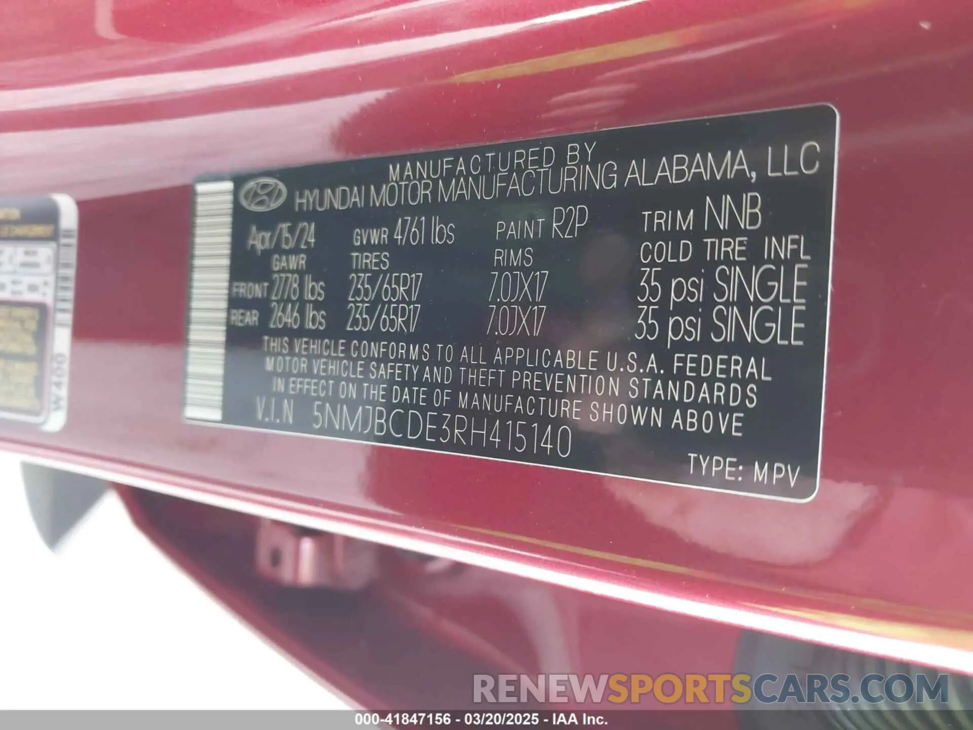 9 Photograph of a damaged car 5NMJBCDE3RH415140 HYUNDAI TUCSON 2024